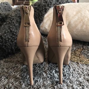 ALDO nude platform heel with zipper detail